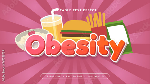 Colorful obesity 3d editable text effect - font style