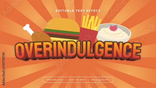 Red orange and white over indulgence 3d editable text effect - font style