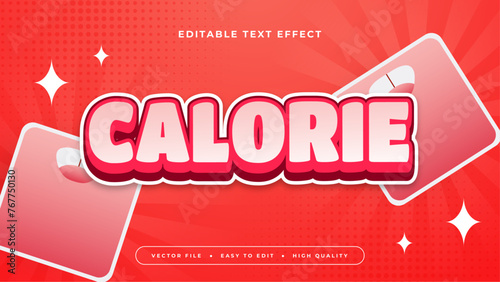 Red and white calorie 3d editable text effect - font style