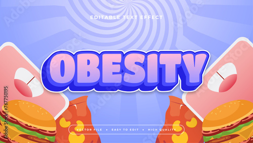 Colorful obesity 3d editable text effect - font style