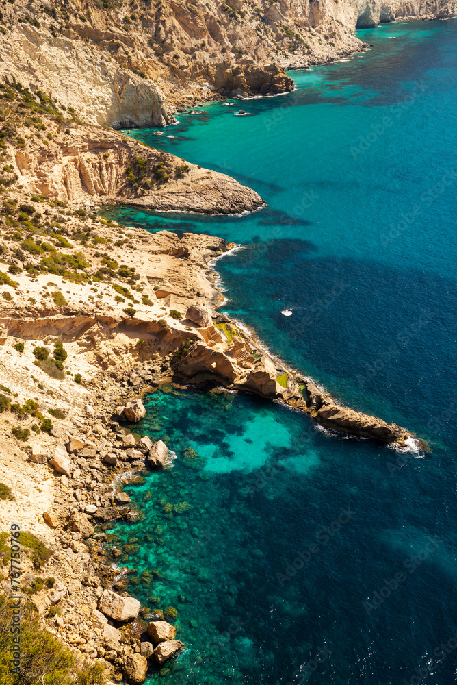 Aerial view of Atlantis natural pools in the west coast of Ibiza Island, Sant Josep de Sa Talaia, Ibiza, Balearic Islands, Spain Aerial view of Atlantis natural pools in the west coast of Ibiza Island, Sant Josep de Sa Talaia, Ibiza, Balearic Islands, Spain