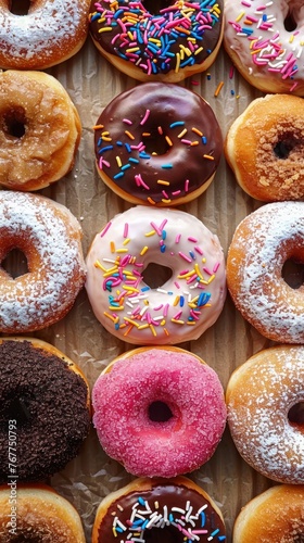 Macro view of fresh doughnuts.