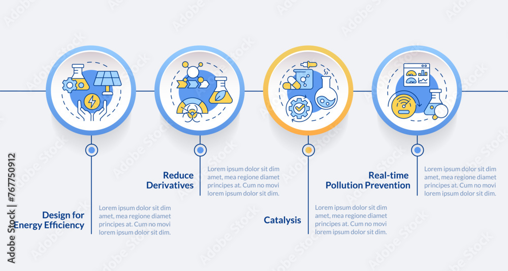 Toxic pollution prevention circle infographic template. Data visualization with 4 steps. Editable timeline info chart. Workflow layout with line icons. Lato-Bold, Regular fonts used