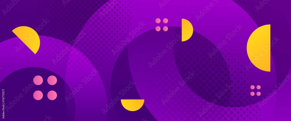 Yellow pink and purple violet vector gradient abstract banner with geometric shapes elements. For background presentation, background, wallpaper, banner, brochure, web layout, and cover
