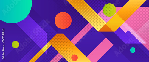 Colorful minimal geometric shape gradient abstract banner. For business banner, formal backdrop, prestigious voucher, luxe invite, wallpaper and background