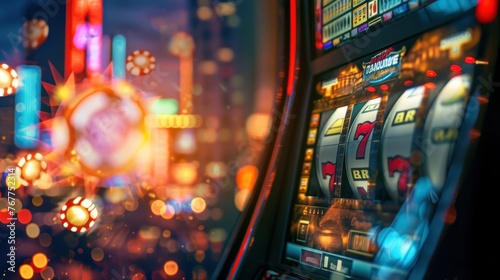 Gaming machines at a casino. Gambling interior