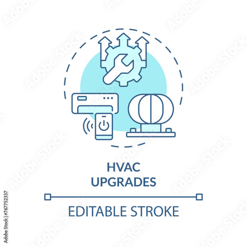 HVAC upgrades soft blue concept icon. Enhance air conditioning system. Smart control. Round shape line illustration. Abstract idea. Graphic design. Easy to use in promotional material photo