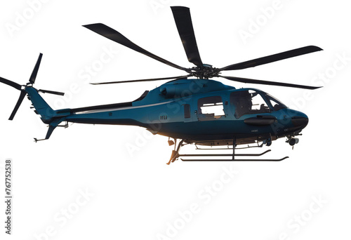 Obraz na płótnie view front isolated helicopter heli rotor motor aircraft blade transport transportation hover flight engine aerial aviation craft fly flying white background red rescue w salonie