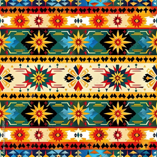 Ethnic Tribal Print Design,Native American Inspired Seamless Textile Pattern
