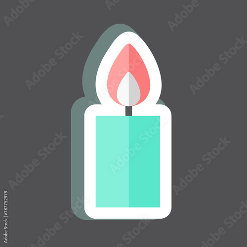 Lit Candle Sticker in trendy isolated on black background