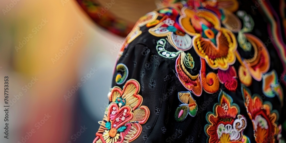 Fototapeta premium Close-Up Portrait of a Mexican Charro in Unique Attire