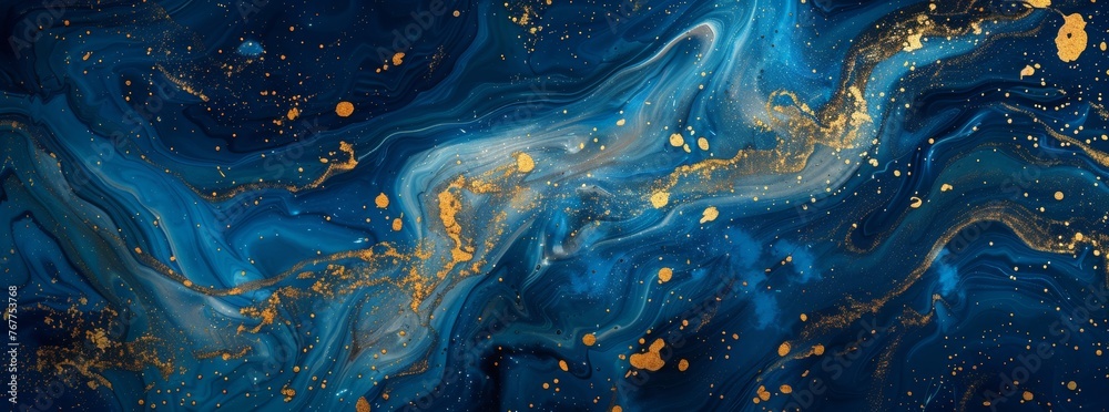 Abstract blue and gold marble background, fluid liquid art with swirling patterns of dark navy blue and shimmering golden hues. Abstract blue and gold marble background, fluid liquid art with swirling patterns of dark navy blue and shimmering golden hues.