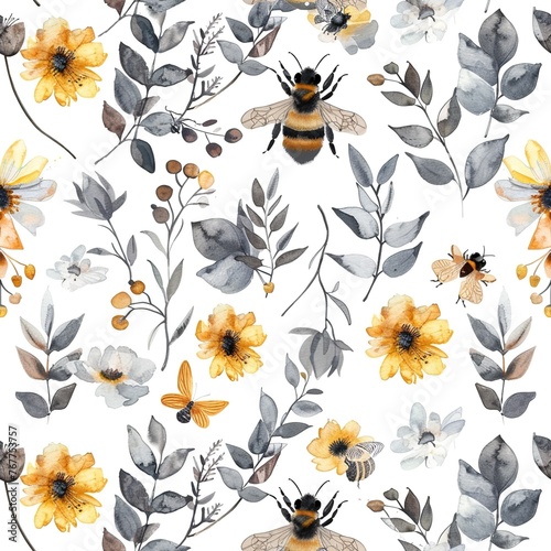 Floral Elegance: Seamless Watercolor Textile Pattern