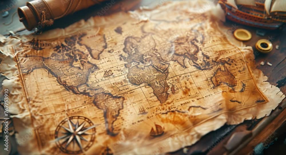 A pirate-themed birthday adventure on the high seas, with treasure maps and ships, colorful