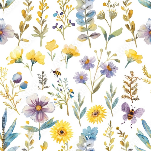 Floral Elegance: Seamless Watercolor Textile Pattern © ChickyKai