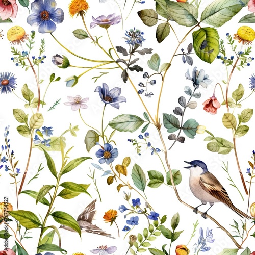 Floral Elegance: Seamless Watercolor Textile Pattern