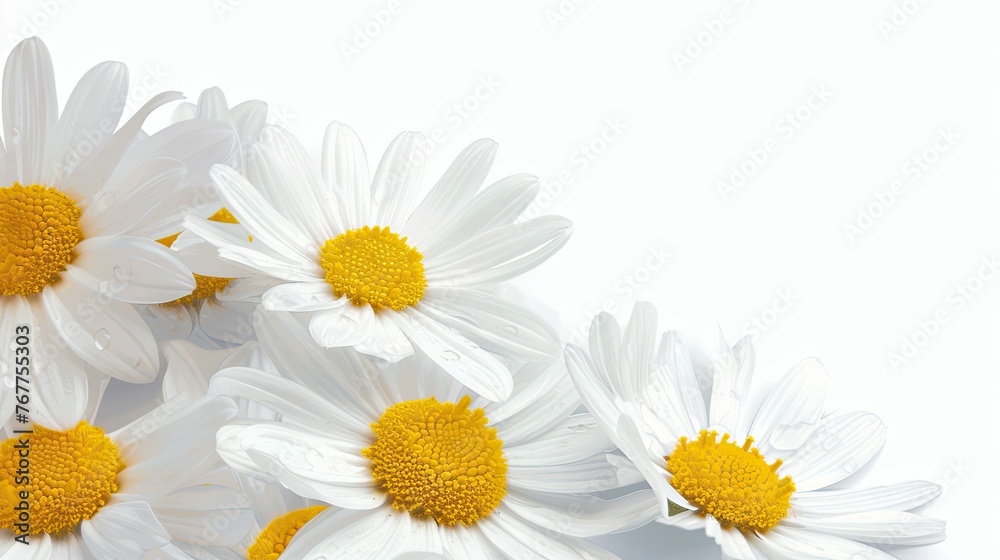 Obraz premium Macro shot of white daisy flowers cluster