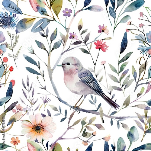 Floral Elegance: Seamless Watercolor Textile Pattern