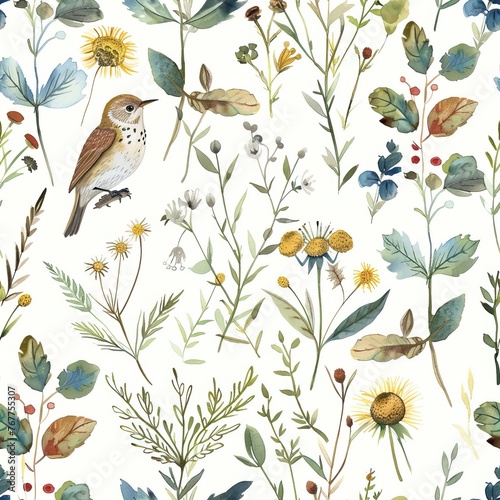 Floral Elegance: Seamless Watercolor Textile Pattern