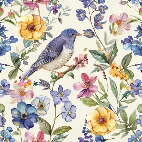 Floral Elegance: Seamless Watercolor Textile Pattern