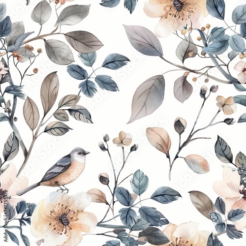 Floral Elegance: Seamless Watercolor Textile Pattern