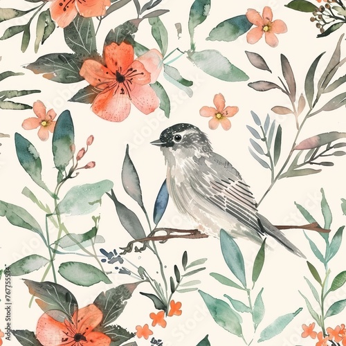 Floral Elegance: Seamless Watercolor Textile Pattern