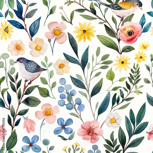 Floral Elegance: Seamless Watercolor Textile Pattern