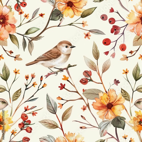 Floral Elegance: Seamless Watercolor Textile Pattern