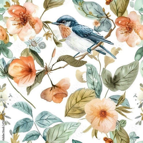 Floral Elegance: Seamless Watercolor Textile Pattern
