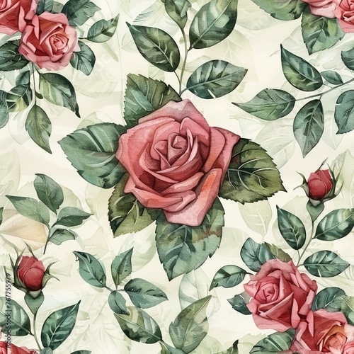 Floral Elegance: Seamless Watercolor Textile Pattern