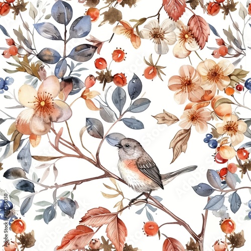 Floral Elegance: Seamless Watercolor Textile Pattern