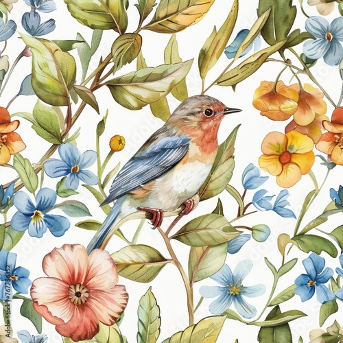 Floral Elegance: Seamless Watercolor Textile Pattern