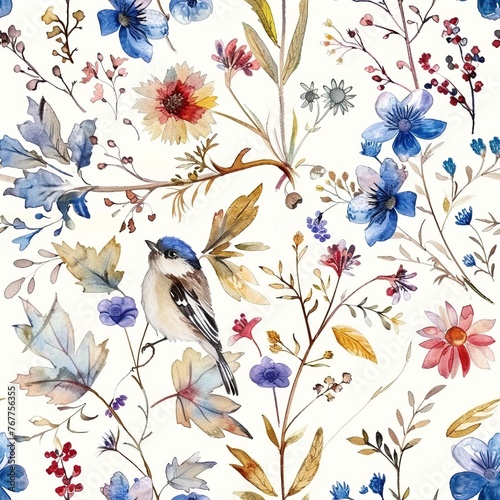 Floral Elegance: Seamless Watercolor Textile Pattern