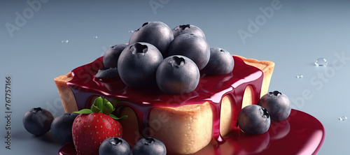 strawberry and blueberry tart cake, melt, fruit, delicious 29