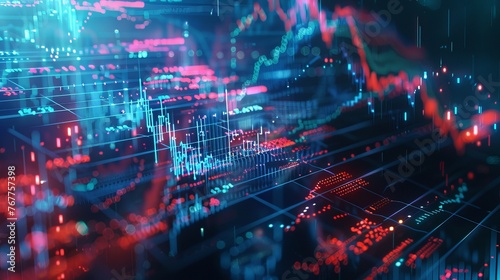 An abstract background with the theme of digital technology, stock investment, digital finance, and the development of investment in modern times.