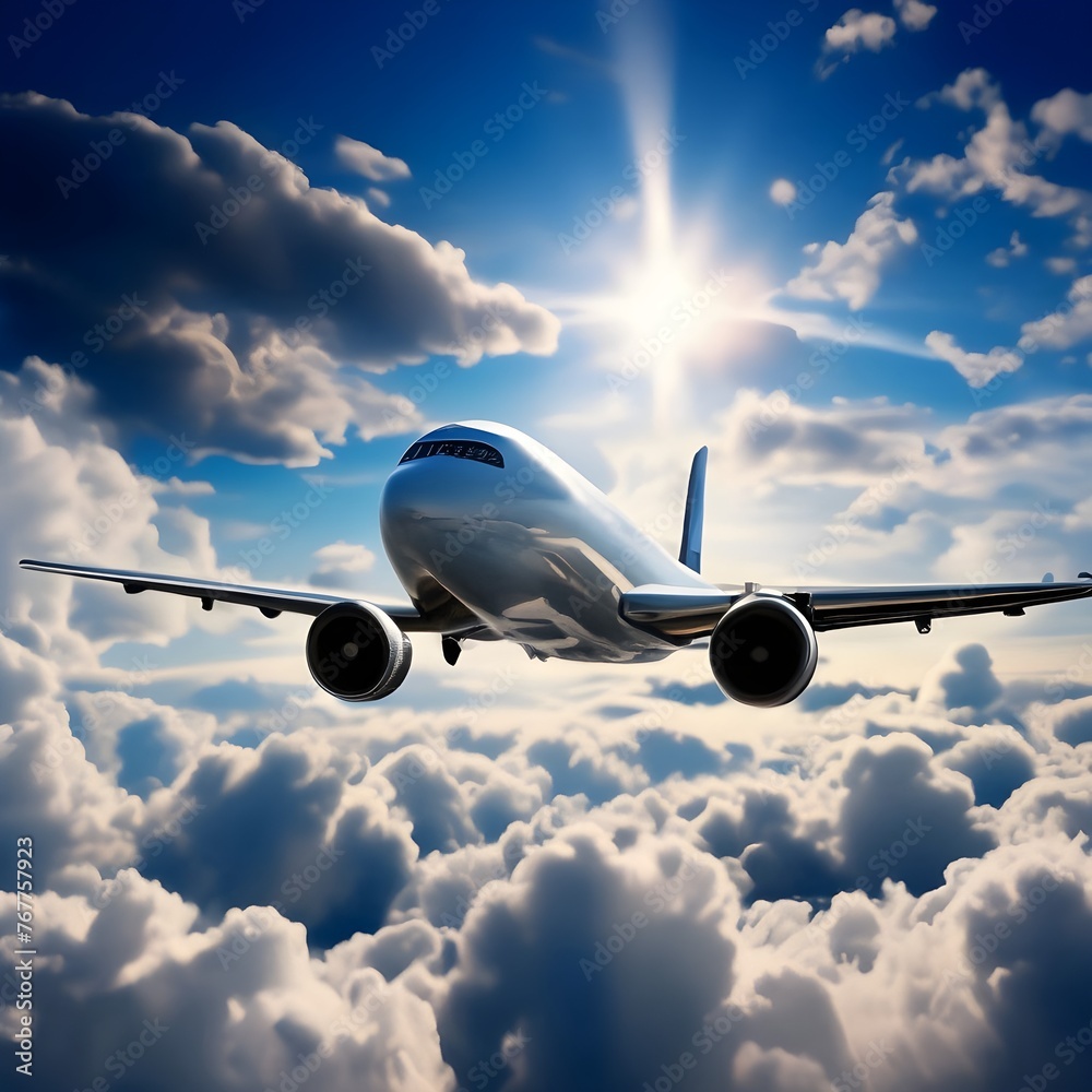 Fototapeta premium airplane in the clouds