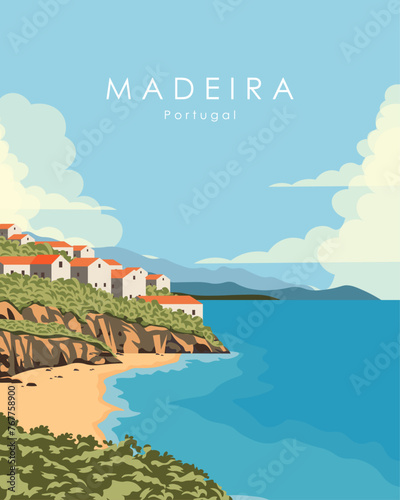 Madeira Portugal poster, banner, travel card