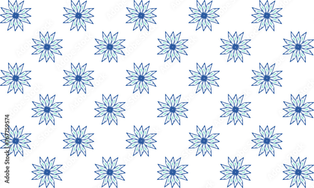 seamless pattern with blue flower, Blue  circle flower seamless repeat pattern, seamless design for fabric printing, print flower patter

