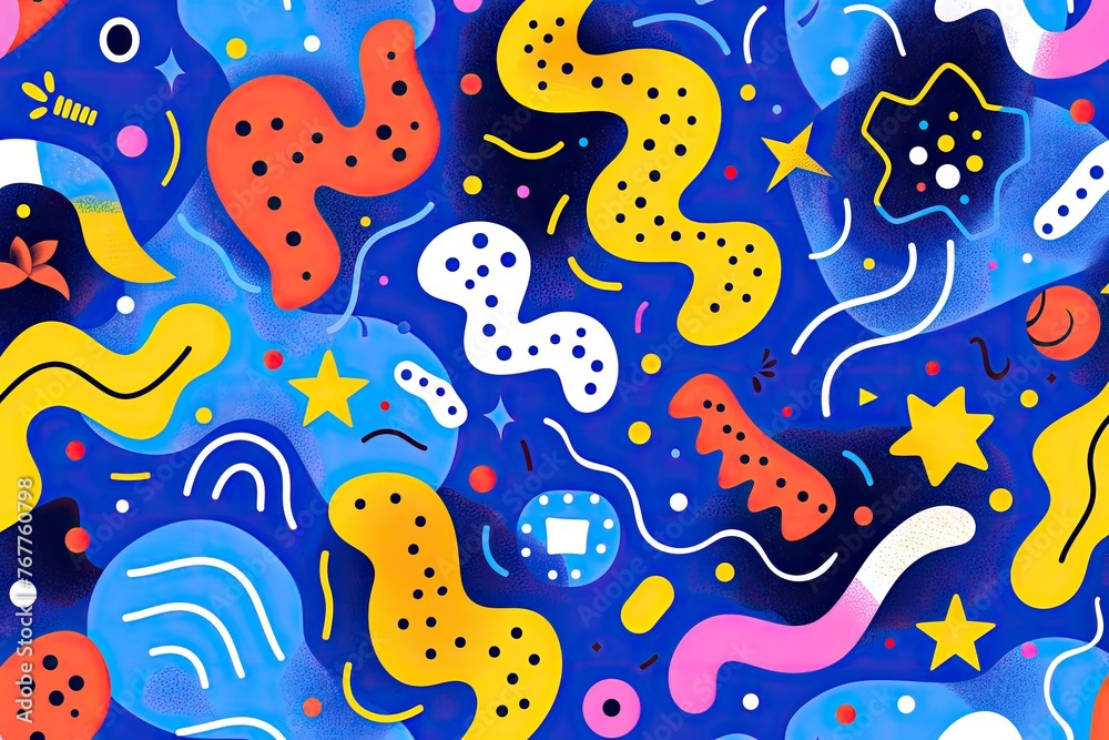 Vibrant Abstract Patterns with Cosmic Elements