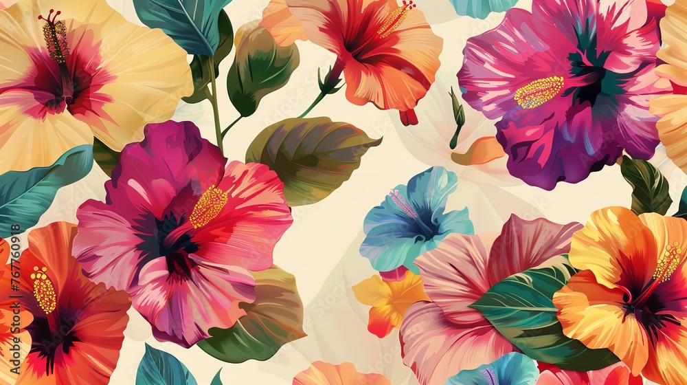 Abstract Multicolor A Solid Hibiscus Blooming