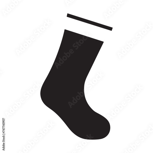 Christmas stocking silhouette isolated on white background