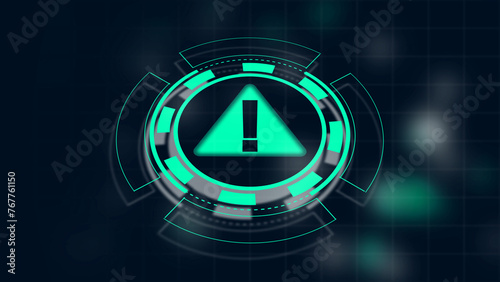 Animated warning icon. and technology Hud radar icon isolated . 