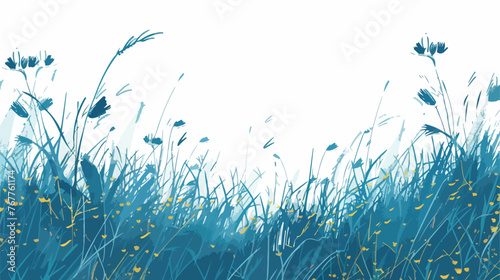 Blue Grass field .. flat vector isolated on white background