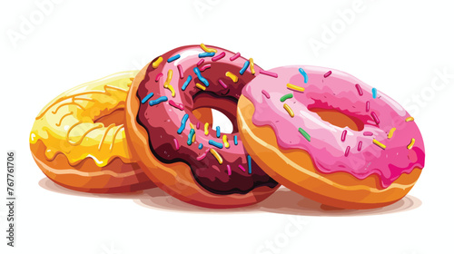Bright colorful cartoon glazed donuts flat vector 