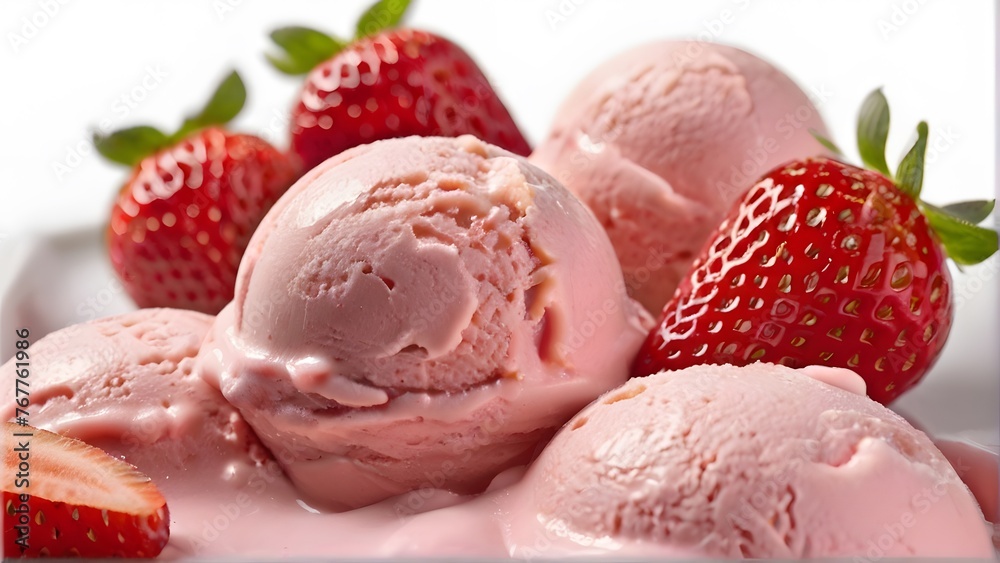ice cream with strawberry, ai generated
