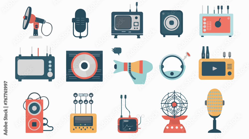 Broadcasting icons symbol vector elements
