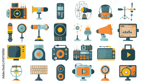 Broadcasting icons symbol vector elements