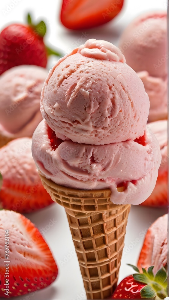 strawberry ice cream, ai generated