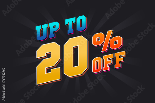 Up To 20 Percent off Special Discount Offer. Upto 20% off Sale of advertising campaign vector graphics.