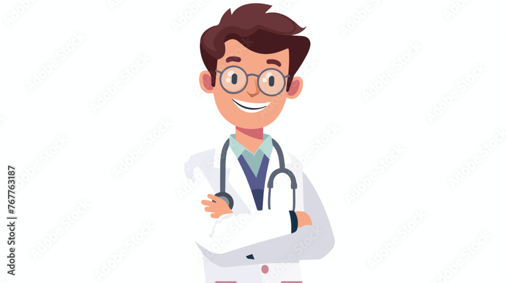 Fun doctor Flat vector isolated on white background -